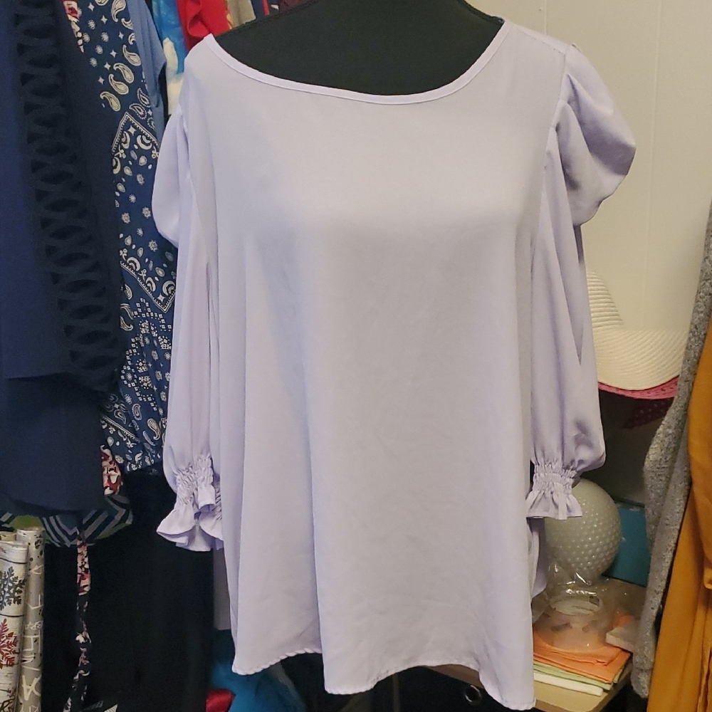 SHEIN Light Purple Blouse with Puff Sleeves